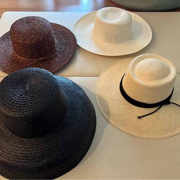 New Artesano Pinto Elegant Cream white Wide-Brim Hat Large L M adjustable boater - Picture 6 of 10